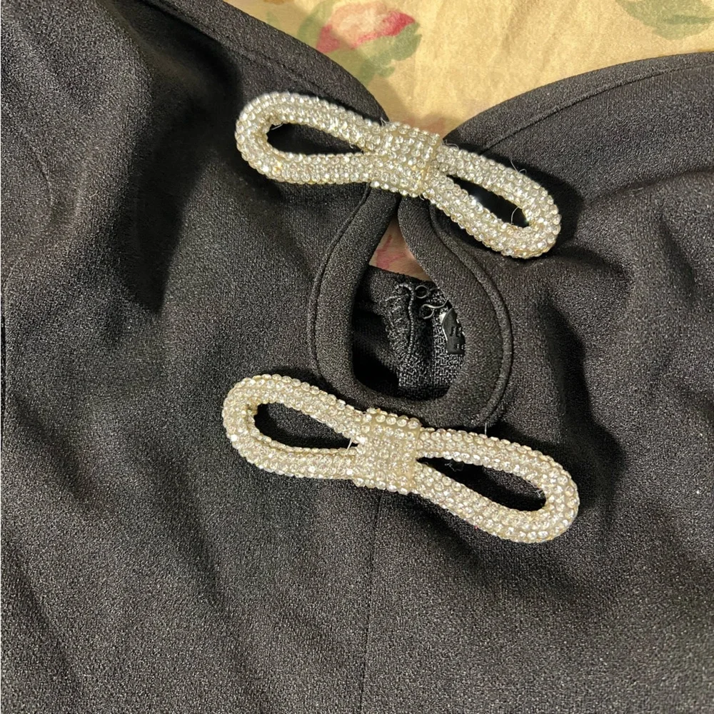 City Studio Black Mini Dress with Silver Bow Accents - Picture 10 of 12